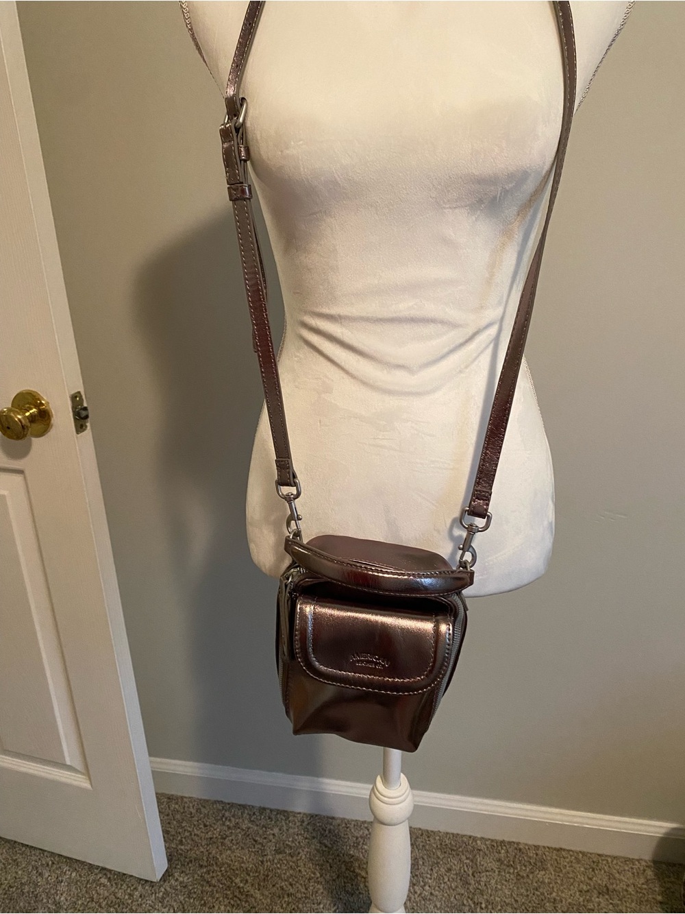 Metallic Crossbody Mini Backpack - Shiny Bronze American Leather Company - Picture 4 of 11